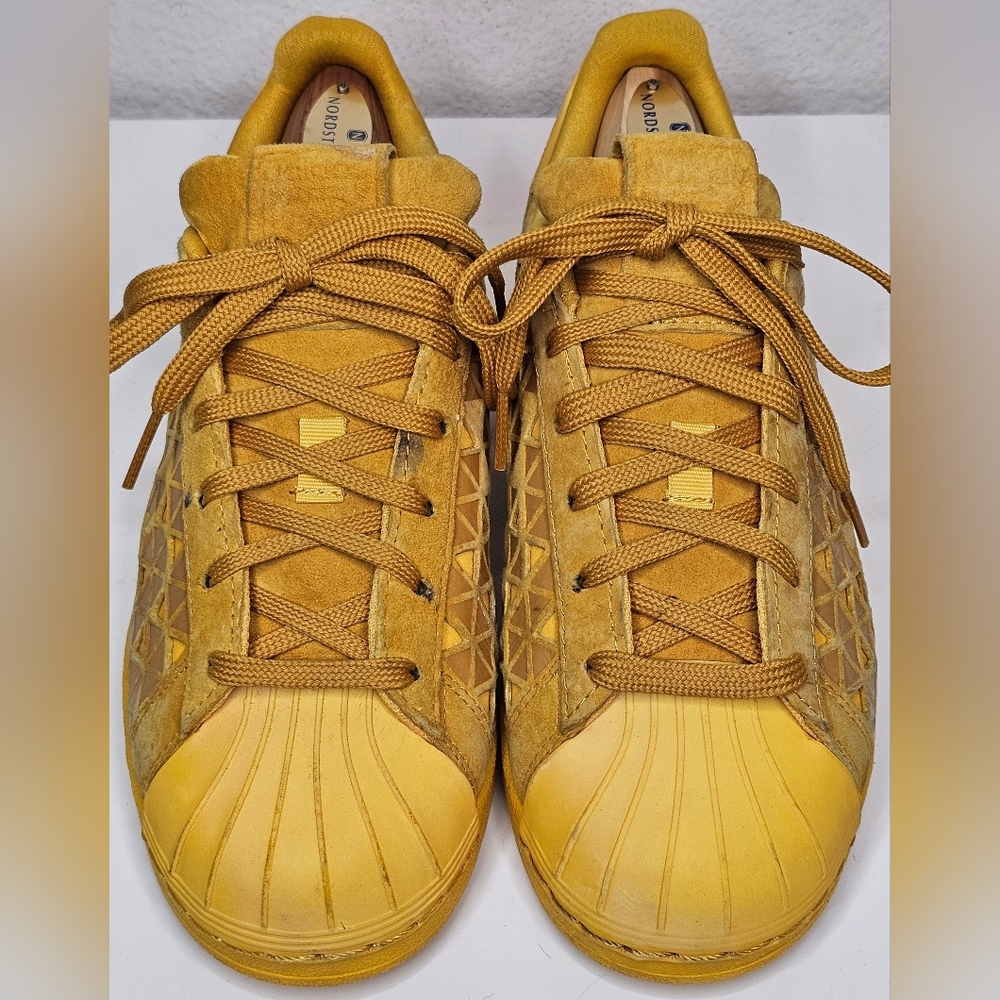 Adidas Yellow Gold Sneakers with Iconic Shell Toe